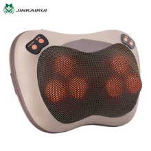 JinKaiRui Infrared Heating Electric Kneading Shiatsu Vibrator Neck Shoulder Back Body Massager Pillow Car/Chair/Home Massagem