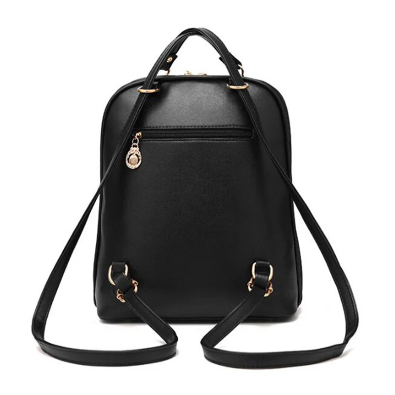 Preppy Style Women Backpack Bear Toys PU Leather Schoolbags for Teenage Girls Female Rucksack Shoulder Bag Travel Knapsack