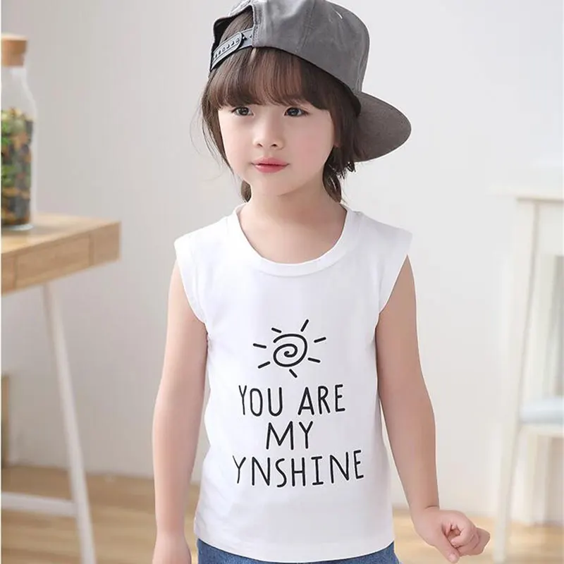 Buy Kids Sleeveless Tanks Tops Girls Cotton Camisoles Boys Soft Print Vest