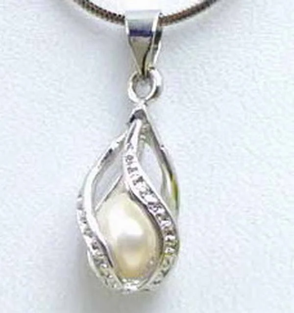 Qingmos Wish Pearl 20 мм цветок кулон ожерелье для женщин& натуральная устричная Жемчужное ожерелье 1" цепочка женские ювелирные изделия 3662 - Окраска металла: Helix