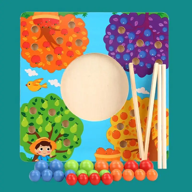  Color Cognition Attention Training Clip Ball Wooden Teaching Aids Board Environmental Protection Sm - 4000016720955