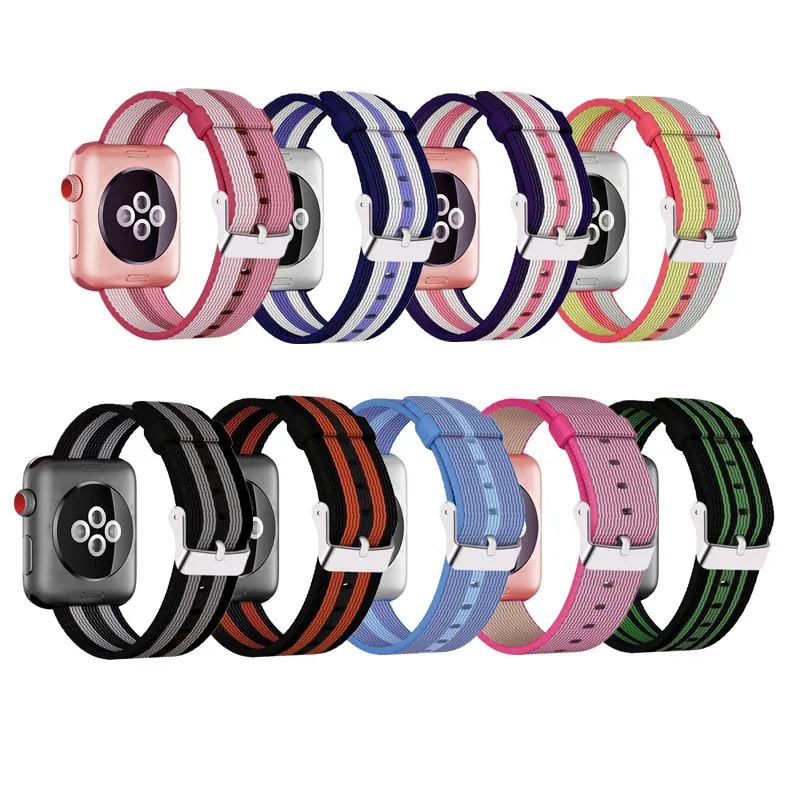 

Nylon Bar style strap for apple watch series 3 2 1 watch bands 42mm 38mm Leisure sport buckle belt watchband bracelet wrist