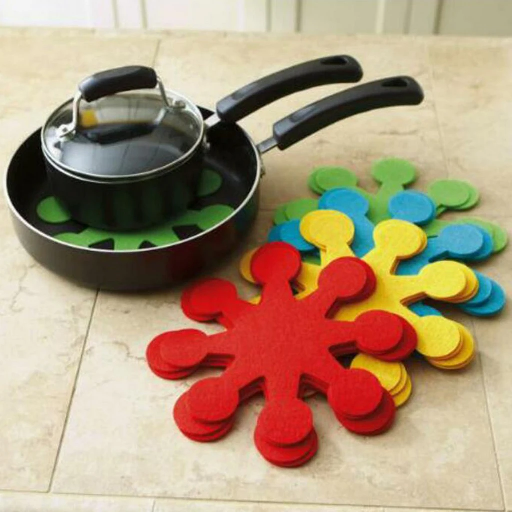 1 Set, 4 Pcs  Heat Insulation Pad Bowl Mat Coaster Household Tea Cup Mat Flower Pan & Dish Protectors, Assorted Colors
