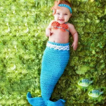 

Baby Hat Mermaid Newborn Baby Photography Props Baby Hat Cap Girl/Boy Clothes Newborn Crochet Outfits Costume
