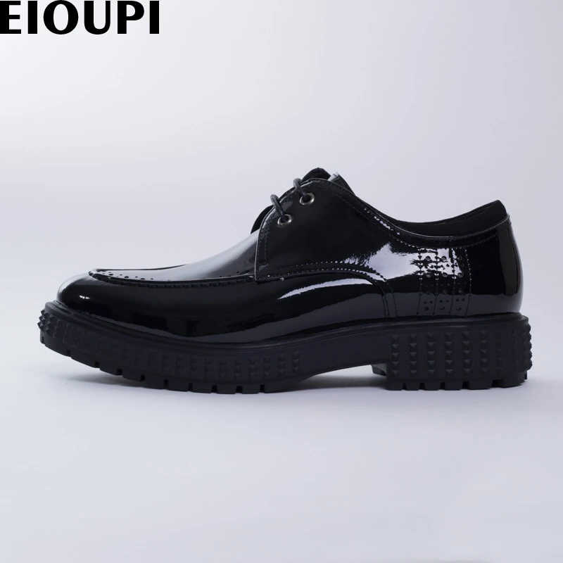

EIOUPI new design genuine patent leather mens formal business shoe men dress lace-up breathable shoes e882