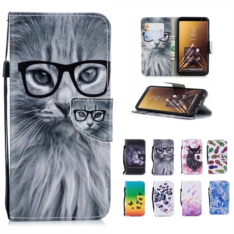 Fashion Glasses Cat Leather Case Cover For Samsung Galaxy S6 S7 Edge S8 S9 Plus HTC One M8 M9 M10 U11 5T Phone | Мобильные телефоны
