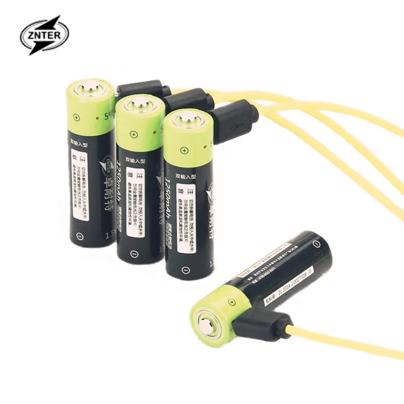 ZNTER Новая батарея! 4 шт ZNTER 1,5 V AA 1250MAH литий-полимерный литий-ионный аккумулятор с USB зарядной линией