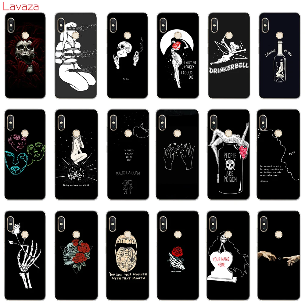 

Lavaza Art White Line Kiss Love Heart Flower Rose Girl Hard Case for Xiaomi Redmi 5A 5 Plus 6 Pro 6A for Redmi Note 5 6 7 Pro
