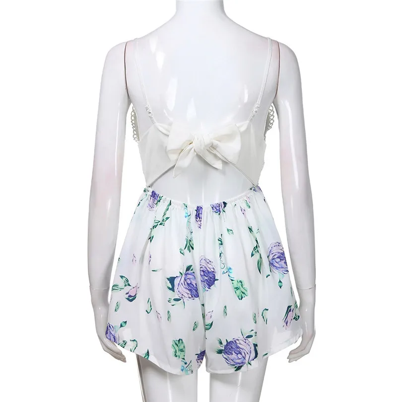 New Fashion Women Summer Dasual Daily Bowknot Beach Sexy Backless Mini Jumpsuit Evening Party Beach Playsuit Jumpsuit #4F08 (7)