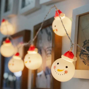 

1M/2M LED Christmas Snowman Ball Fairy Lights String Battery Operated 10 LED/20 LED Bulb String Light Garland Party Decoration