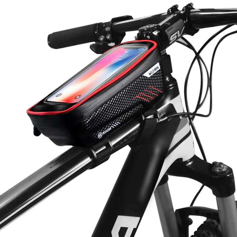 Сумка для велосипеда WILD MAN MTB Водонепроницаемый непромокаемый передний луч мобильный телефон на велосипеде Топ труба пакет 6,2 дюймов телефон велосипедные аксессуары сумка - Цвет: red-bike bag