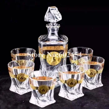 

Fashion 7-piece handmade paint enamel carving crystal wineglass sets for wedding gift