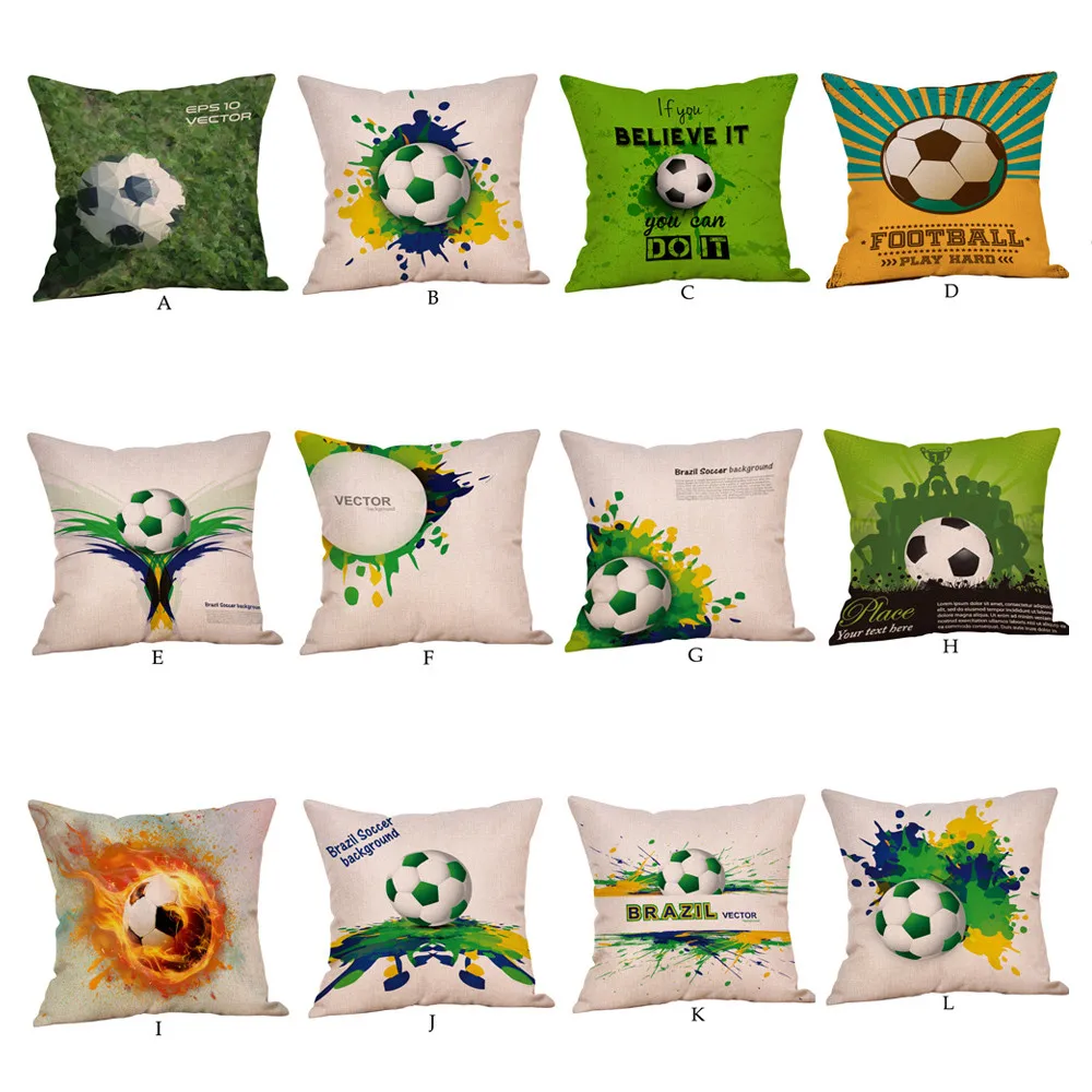 

Football World Cup Print Throw Pillow Case Soccor series Decorative Pillows For home bed Seat pillow Cover 45x45cm Home