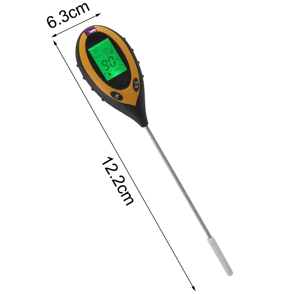 4 в 1 цифровой рН-метр влажности почвы температура монитора Солнечный свет тестер для садоводства растений сельского хозяйства с ЖК-дисплеером Горячий