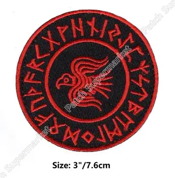 

Odins Raven Norse Viking Runes Patches embroidered COMPASS MYTHOLOGY NORWAY LOGO Iron On Patch Goth gothic life style stickers