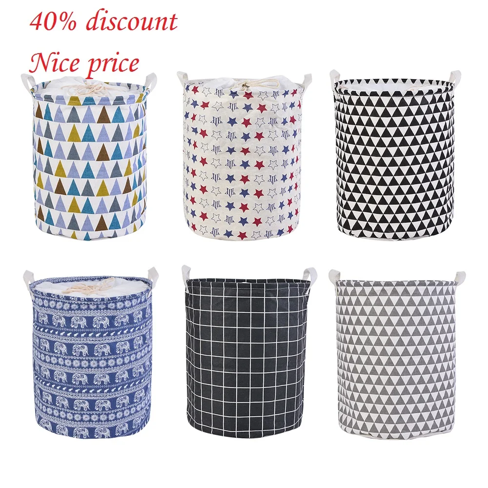 

1PC Large Cotton Linen Storage Bucket Bunch Of Hampers Washing Toy Clothes Baskets 35x45cm