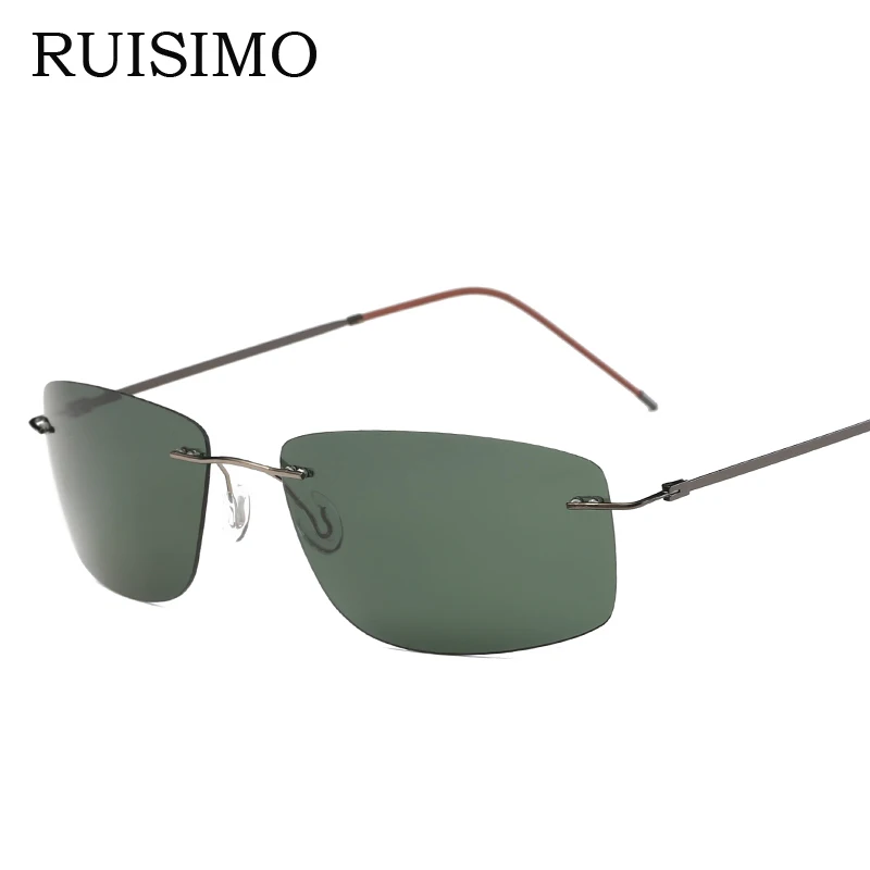

With case Polarized Titanium sunglasses Square Polaroid Brand Designer Gafas Men round Sun glasses sunglasses for men