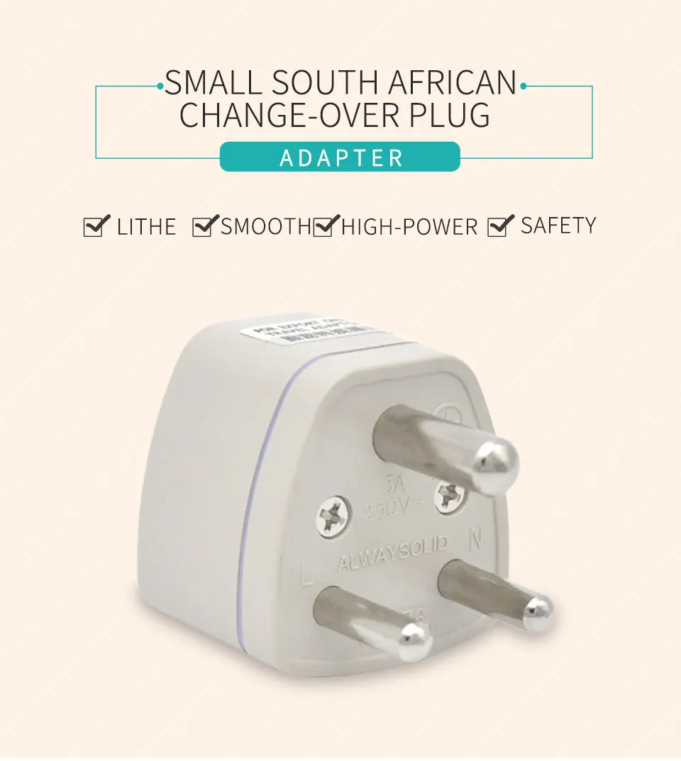 South Africa 3 pin Travel Adapter  to Universal UKUSEUAU 2500W 10A Power Plug (1)