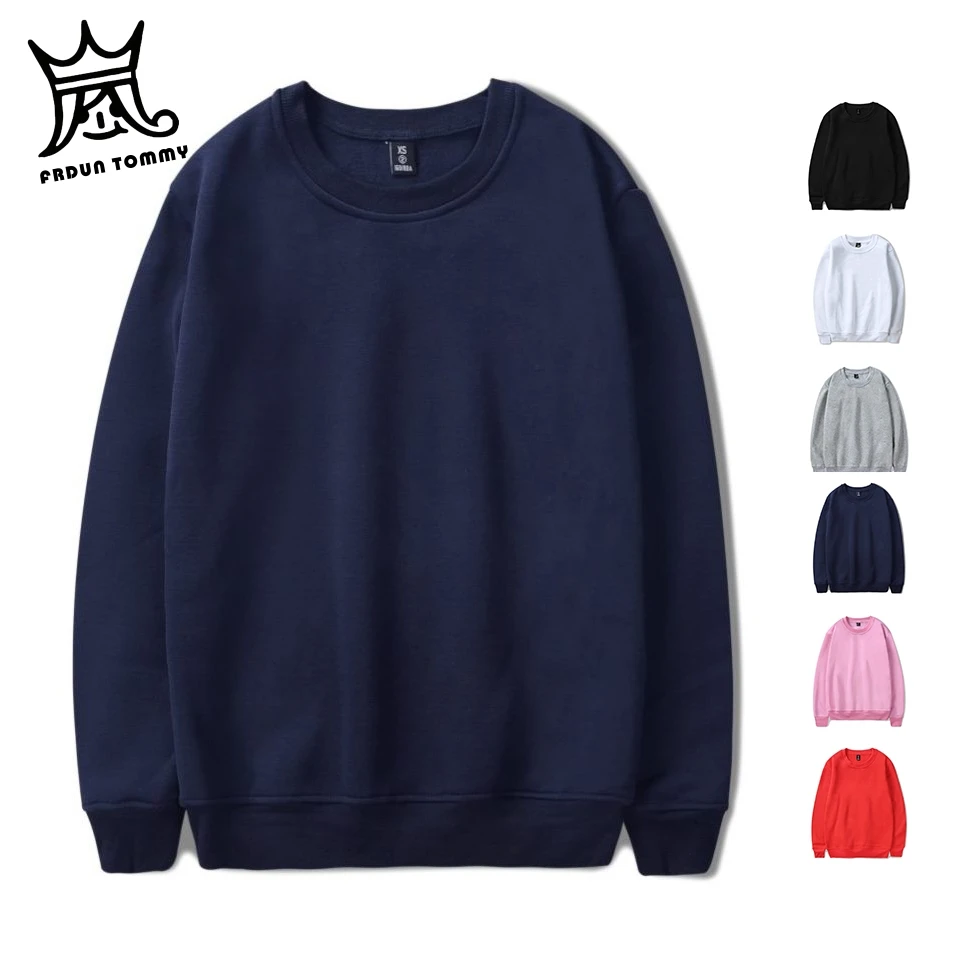 

FRDUN TOMMY Solid Color Round Neck Long Sleeve Velvet Warm Sweatshirts men Korean style Loose Hoodies male Casual Coat girl