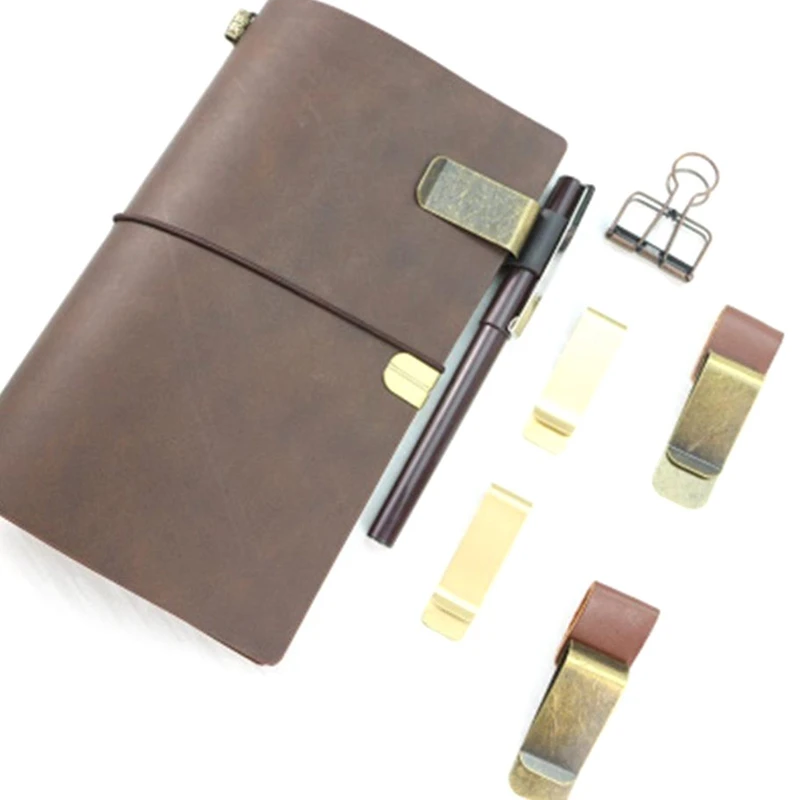 

Metal Brass Pen Clip Holder For Genuine Leather Traveler Notebook Cowhide Diary Spiral Loose Leaf Accessory