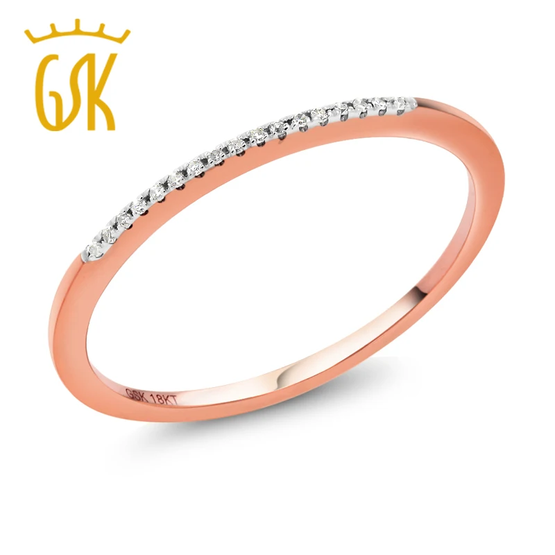 

Diamond Ring GemStoneKing 18K Solid Rose Gold 0.025 cttw Natural White Diamond Anniversary Wedding Band Ring