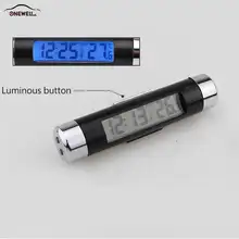 2 в 1 выпускные автомобильные часы, термометр, синие часы с подсветкой, термометр, автомобильное цифровое Время, ЖК-экран, автомобильный стиль