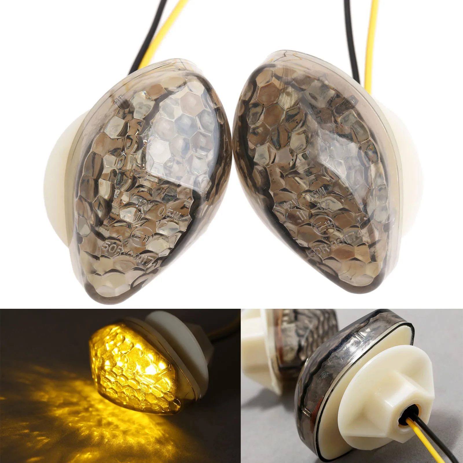 

2Pcs 12V Motorcycle Smoke Turn Signal Indicators Lights Lamp Universal LED Flush Mount Blinkers Flashers For Honda Yamaha