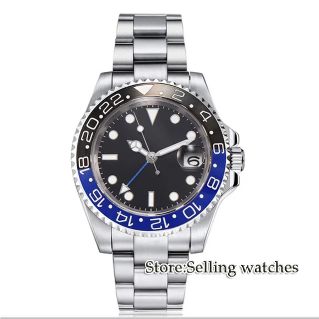 40mm PARNIS Black dial GMT Sapphire Date Automatic movement Watch men’s watch