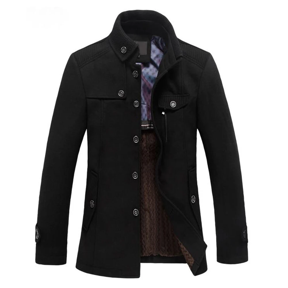

Slim Fit Winter Trench Coat Wool Long Jacket Outerwear Overcoat