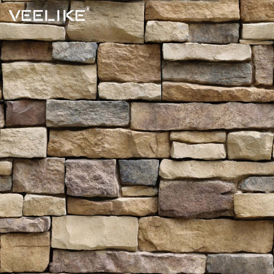 PVC Vinyl Brick Stone Wall Decals Rustic Self adhesive Wallpaper for Bedroom Living Room Kitchen Decor Wall Stickers Home Decor