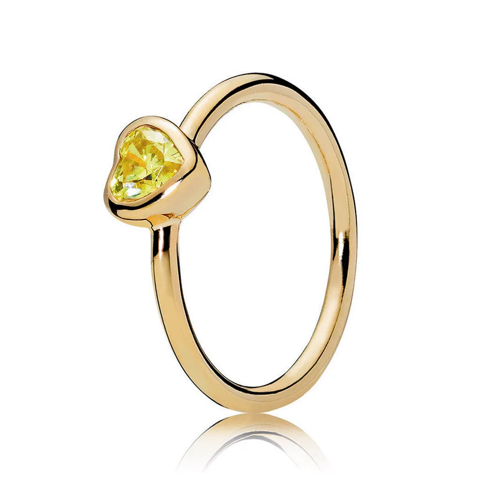 

30% Silver Ring For Women Radiant Heart Ring Shine Yellow Cubic Zirconia Girl Anel Gift fit Lady Jewelry