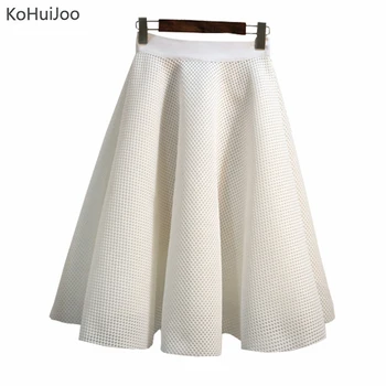 

KoHuiJoo Fashion Women Organza Skirt Spring Antumn High Waist Hollow Out Skirt Sexy Mini England Style Solid Womens Aline Skirts