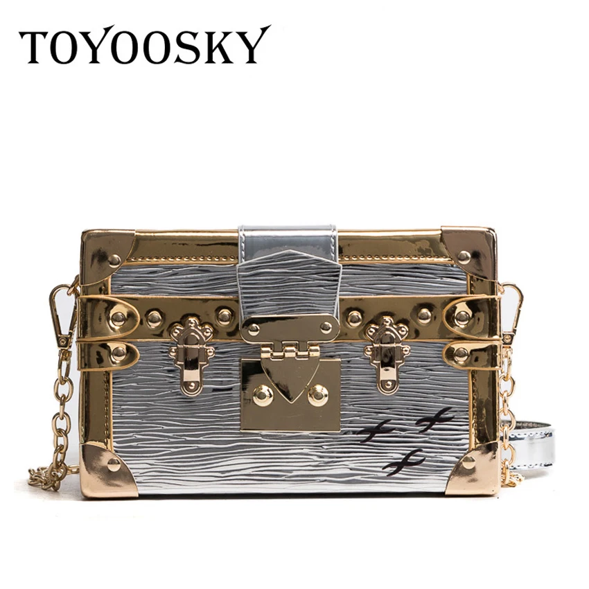 

TOYOOSKY Vintage Good quality fashion style box shape PU Leather retro rivet ladies handbag shoulder bag women's messenger SAC