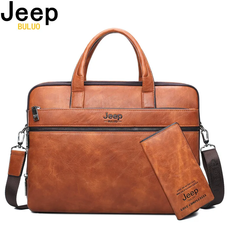JEEP BULUO известный бренд 2 шт. комплект для мужчин's портфели сумки Hanbags для мужчин бизнес мода сумка 14 'сумка для ноутбука 3105/8888