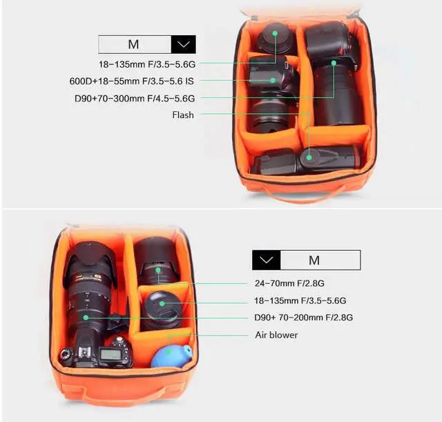 BIZOE Защитная сумка для фотоаппарата сумка для переноски вставка перегородки чехол подходит для DSLR SLR объектив Canon Nikon sony