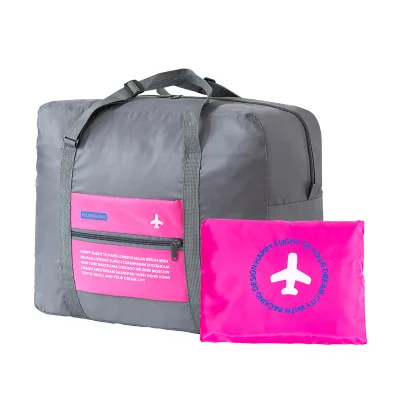 Водонепроницаемая нейлоновая Складная Большая вместительная авиационная посылка, сумка для багажа, дорожная сумка для хранения вещей - Цвет: Розовый