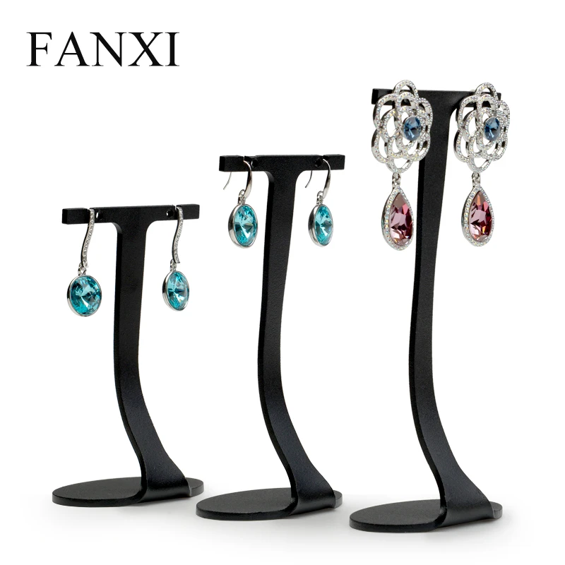 

FANXI 3pcs/set Black Metal Jewelry Display Stand Earrings Showcase Holder for Ear Nails Jewelry Shop Exhibition
