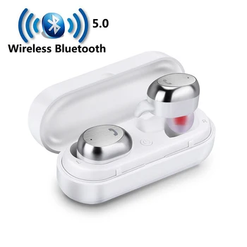 

2020 New Bluetooth5.0 Mini Wireless Earphone In-Ear Waterproof Headset Stereo HiFi Earbud Headset Twins with Charging Station