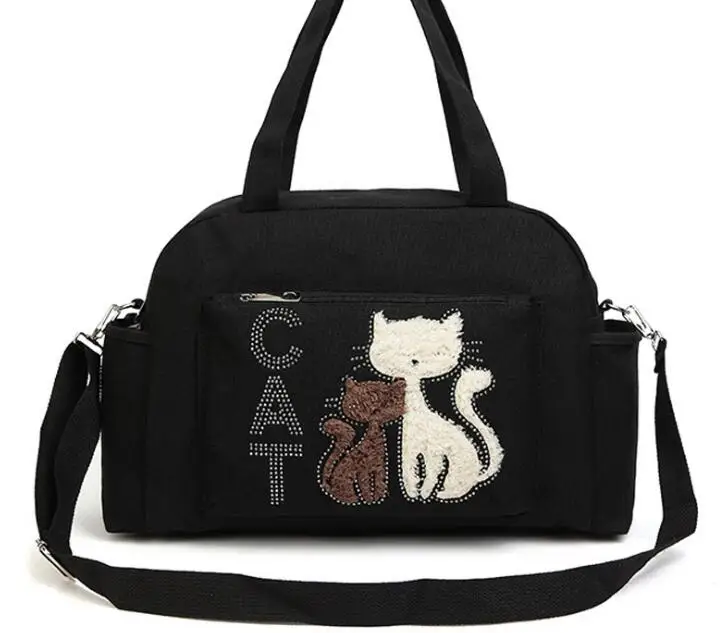 

Velvet diamond cat canvas bag handbag shoulder slung bag Mummy bag
