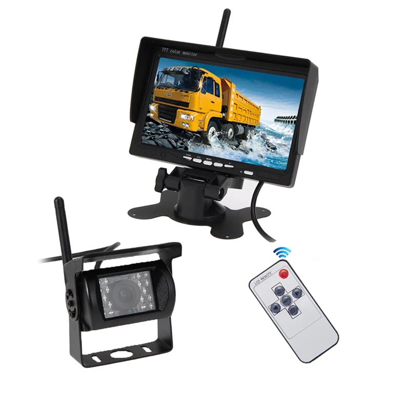 

VODOOL 7 inch LCD Screen Reversing Rear View Display Monitor Wireless IR Night Vision Backup Camera System Kit For Truck Bus RV