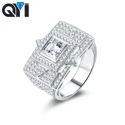 QYI Винтаж для мужчин Jewelry Кольцо Принцесса cut 1,25 ct Циркон 925 пробы Серебряный Мужской Emgage t обручальное подарок