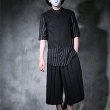 27-44! Летние повседневные мужские шаровары с рисунком, расклешенные брюки, тонкая одежда для сцены