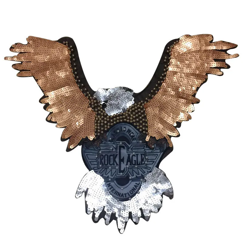 

embroidery large sequined beaded eagle patches for jackets,embroidered big birds badges appliques for jeans,patches A862