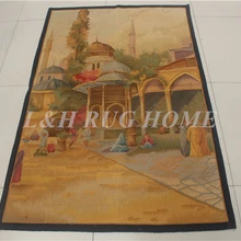 5'x3. 2' Aubusson Гобелены, aubusson шерстяные Гобелены, ручной работы Гобелены, религиозных тема