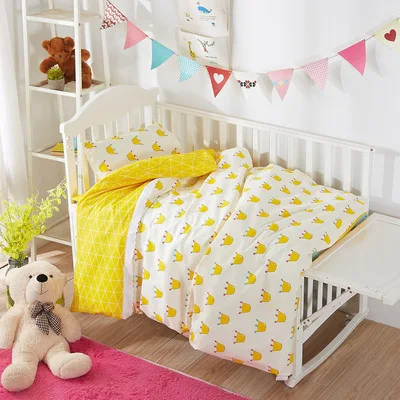 

With Filling crown Cotton Soft Baby Crib Cot Set Breathable for Newborn unpick and wash,Duvet /Sheet/Pillow