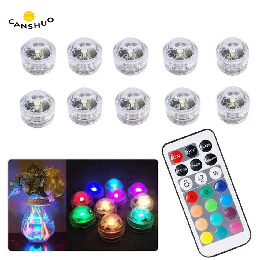 

Battery Operated Waterproof RGB Submersible LED Light Underwater Night Lamp Tea Lights for vase,bowls,aquarium and party Wedding