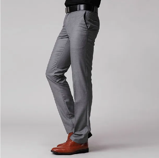 Формальные свадебные мужские костюмные брюки Модные приталенные повседневные брендовые пиджак в деловом стиле прямые модельные брюки светло-серые тонкие офисные - Цвет: same as image