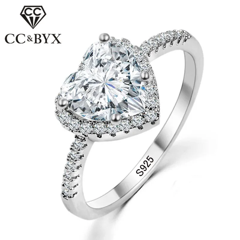 

CC Classic Jewelry Heart Rings For Women S925 Silver Sterling Romantic Bridal Wedding Engagement Ring Charms Accessories CC947