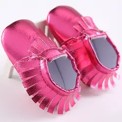 Обувь принцессы из искусственной кожи с бахромой на нескользящей мягкой подошве для новорожденных и малышей