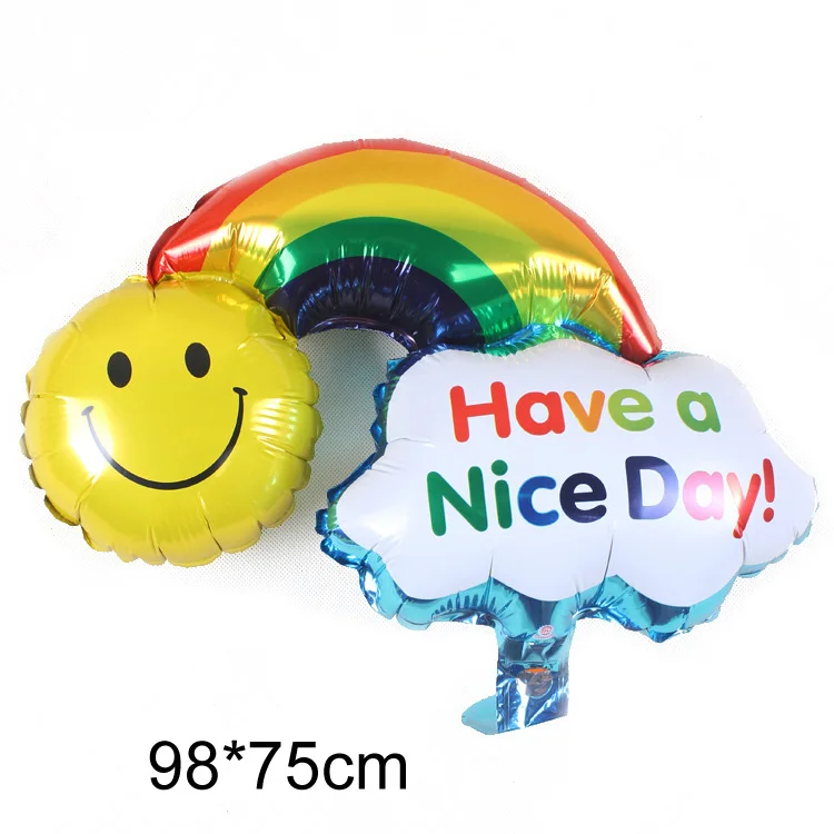 

1pc rainbow balloon large size foil material have a nice day smile rainbow helium balloons for birthday party supply